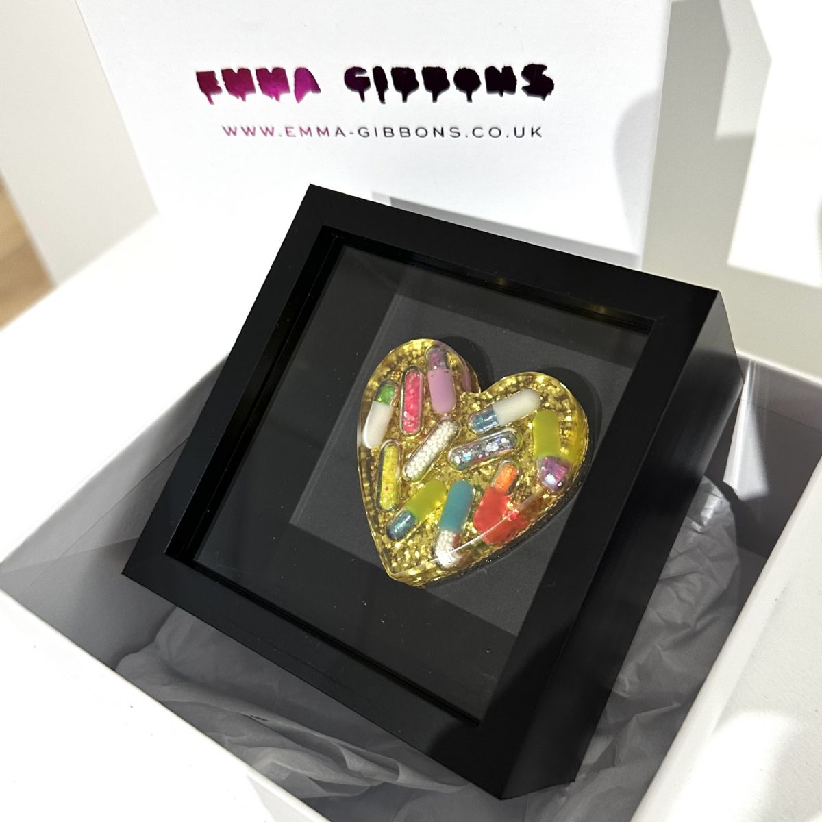 Gold on Black Mini Heart by Emma Gibbons