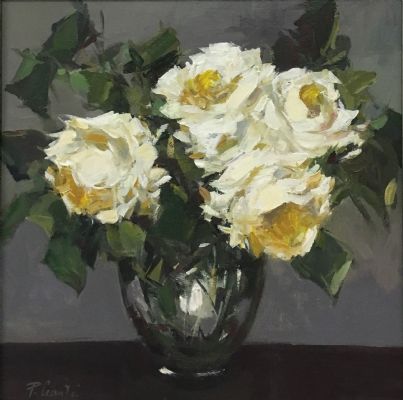 White Roses in a Glass by 